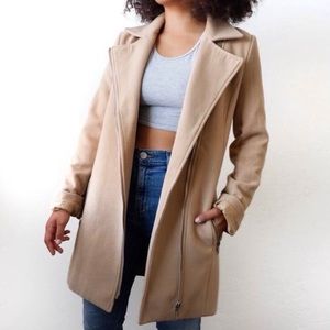 Missguided Faux Wool Camel Jacket